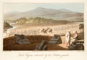 Lord Byron atendido por seus guardas Suliote, pub. 1825. de Robert Seymour