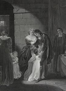A última entrevista de Lord W. Russel com sua família, gravada por George Noble, ilustração de "The History of England", de David Hume, pub. por R. Bowyer, Londres, 1812 de Robert Smirke