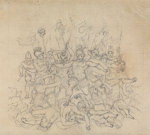 Esboço de um Sceene de batalha, da peça de Shakespeare, Titus Andronicus de Robert Smirke