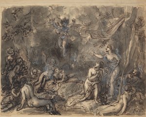 Estudo de figuras nuas numa área arborizada de Robert Smirke