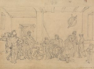Estudo de uma Cena Interior, com Soldados Romanos de Robert Smirke
