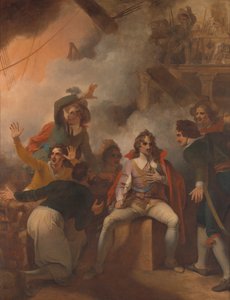 O Conde de Sandwich recusa-se a abandonar o seu navio durante a Batalha de Solebay de Robert Smirke