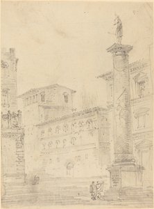 Figuras em uma praça romana