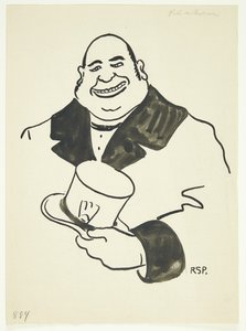 Retrato de um homem com um chapéu alto em uma mão