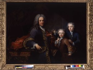 Monsieur de Saint Cannat e seus filhos (óleo sobre tela) de Robert Tournieres