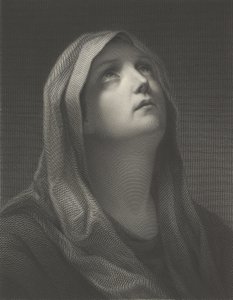 Cabeça da Virgem olhando para a direita, depois de Reni, 1869. de Robert Trossin