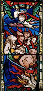 O Juízo Final, detalhe, Ye Damned, 1863 (vitral)