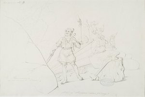 Ilmarinen takoo sampoa ; Originaalipiirustus piirrossarjaan "Kalewala, poema nacional finlandês, apresentado em desenhos R.W.Ekman"