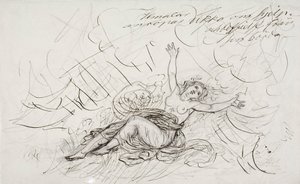 Ilmatar Cries out for Ukko, esboço para uma série de desenhos com o tema do Kalevala de Robert Wilhelm Ekman