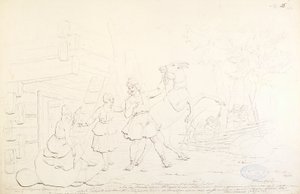Lemminkäinen e Hiiden Hirvi ; Desenho original para a série "Kalewala, Finsk National-dikt, framställd i teckningar af R.W.Ekman"