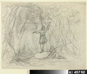 Homem do mar, esboço para uma série de desenhos animados com o tema Kalevala de Robert Wilhelm Ekman