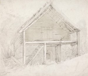 O fim de um dormitório com telhado de colmo e chão de pedra de Robert Wilhelm Ekman