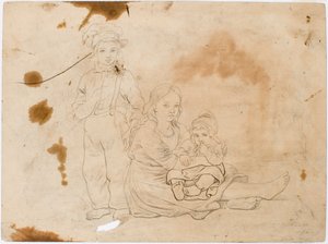 Crianças de Småland, uma rapariga com uma criança ao colo e um rapaz ao seu lado de Robert Wilhelm Ekman
