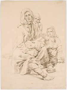 Uma família de mendigos de Taala, uma mulher com três filhos de Robert Wilhelm Ekman