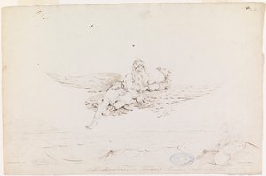 Väinämöinen Carried by an Eagle ; Desenho original para "Kalewala, poema nacional finlandês, apresentado em desenhos por R.W.Ekman"