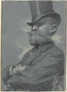 Homem de cartola, fumando um charuto