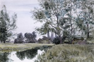 No rio Lesser Stour, Kent Oriental (aguarela) de Robert Winchester Fraser