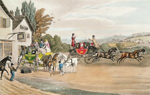 Um London Mail e Stage Coach (aquatinta colorida)