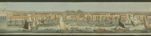 Vista panorâmica do rio Tâmisa, de sua margem sul em Bermondsey, mostrando Stepney, 1823 (aquatint)