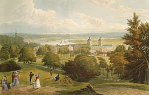 Uma vista de Londres tomada do parque de Greenwich, bar. 1820 por Colnaghi und Co. (aquatint)