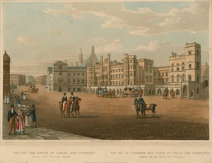 Vista, de, a, casas senhores, e, comum, de, antigas, jarda palácio