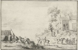Soldados em uma estrada de Robert van den Hoecke
