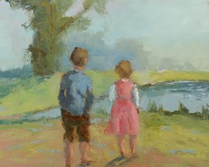 Children Send Upon The Wind, 2023 (óleo sobre papel) de Roberta Murray
