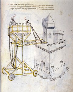 Arte da guerra: estudo sobre máquinas militares. torre de assalto usada para sitiar torres, ilustração retirada de 