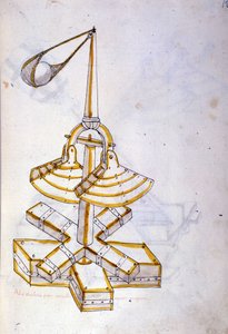 Arte da guerra: um estudo sobre máquinas militares. uma máquina de lançar pedras rotativa, ilustração de 