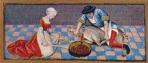 Novembro - abate de porco, século XV, 1939.