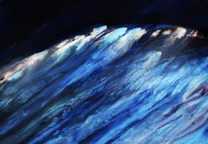 A onda azul profunda que se abate