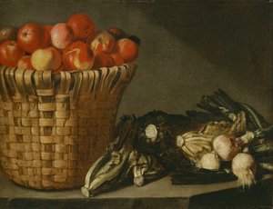 Cesta de fruta, couve, acelga e cebola (óleo sobre tela) de Rodolfo Lodi