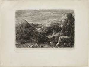 Banhistas em uma piscina de montanha de Rodolphe Bresdin