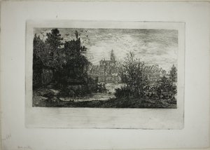 Cidade com ponte de pedra de Rodolphe Bresdin