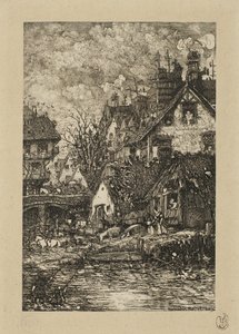 Entrando em uma vila, da Revue Fantaisiste de Rodolphe Bresdin