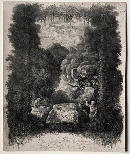 Primeiro frontispício para fábulas e contos de fadas, por Thierry-Faletans, 1868. de Rodolphe Bresdin