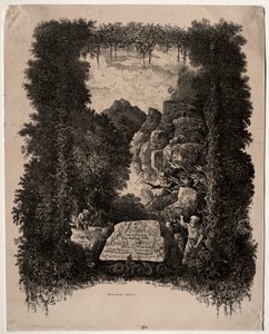 Primeiro frontispício de fábulas e contos de fadas de Thierry-Faletans, 1868. de Rodolphe Bresdin