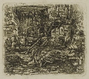 Interior de uma casa de fazenda de Rodolphe Bresdin