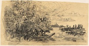 Caçadores em uma emboscada em um barco de Rodolphe Bresdin
