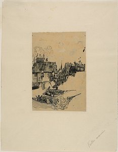 Casas antigas e barcos de pesca de Rodolphe Bresdin