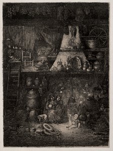 Interior camponês na Haute-Garonne, 1858. de Rodolphe Bresdin