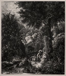 Descanse na fuga para o Egito com um burro selado, 1871. de Rodolphe Bresdin
