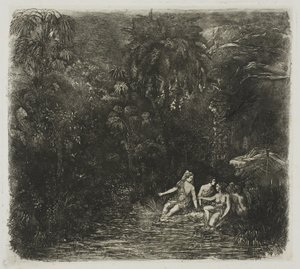 Os banhistas sob as palmeiras de Rodolphe Bresdin