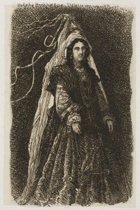 Mulher fantasiada de Medieval de Rodolphe Bresdin