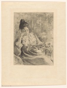 Mulher lendo em uma cadeira de Rodolphe Piguet