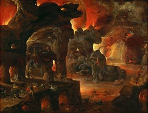 Orphee dans les Enfers - Orpheus in the Underworld - Roelant Savery (1576-1639). Óleo sobre madeira, ca. 1612-1615. Dimensão : 27x35 cm. Museu de História de Arte, Vienne de Roelandt Jacobsz. Savery