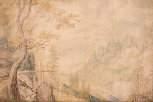 Pd.696-1963 Paisagem Alpina, c.1606-7 (giz, aguarela) de Roelandt Jacobsz. Savery