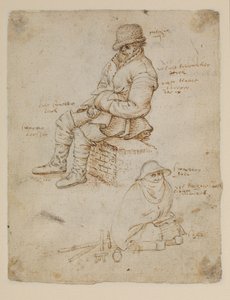 Duas figuras sentadas (verso) de Roelandt Jacobsz. Savery