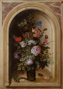 Vaso de flores em um nicho de pedra, 1615