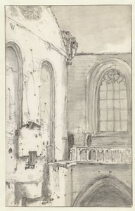 Vista do transepto do Nieuwe Kerk, Amsterdã, após o incêndio de 1645 de Roelant Roghman (attributed to)
